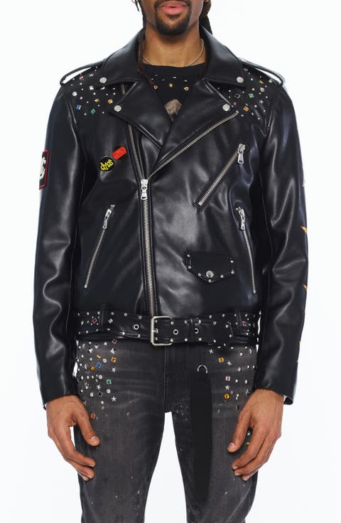 Stars Leather Moto Jacket