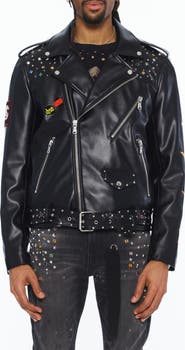 Cult of Individuality Stars Leather Moto Jacket