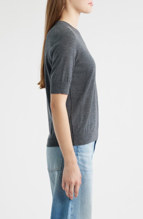 Hugo Boss Boss Farbella Short Sleeve Virgin Wool Sweater In Gray