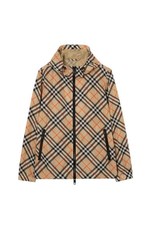 Check Nylon Hooded Jacket