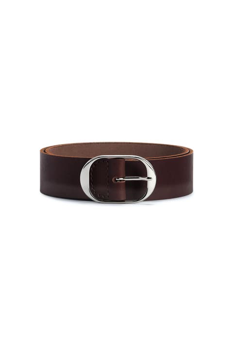 Oval Buckle Leather Belt 45mm