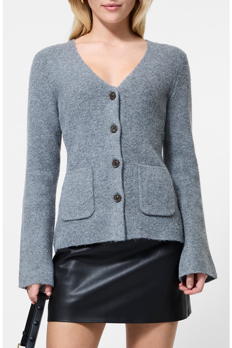 Ellie V-Neck Cardigan, Main, color, MID GREY MELANGE