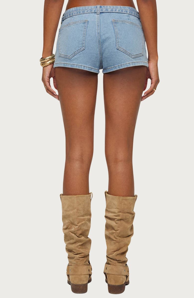 EDIKTED Ciel Low Rise Micro Denim Shorts, Alternate, color, 