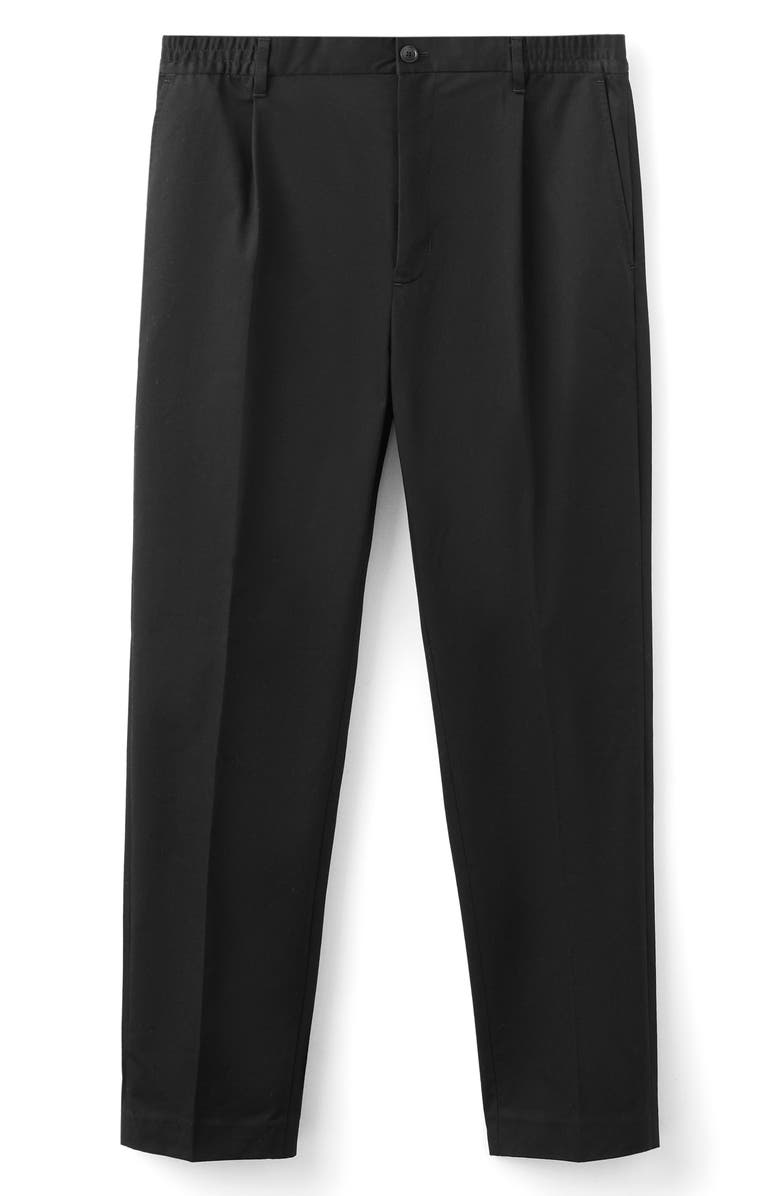 MANGO Pleated Cotton Straight Leg Pants, Alternate, color, Black