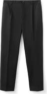 MANGO Pleated Cotton Straight Leg Pants