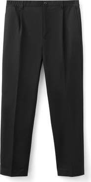 MANGO Pleated Cotton Straight Leg Pants