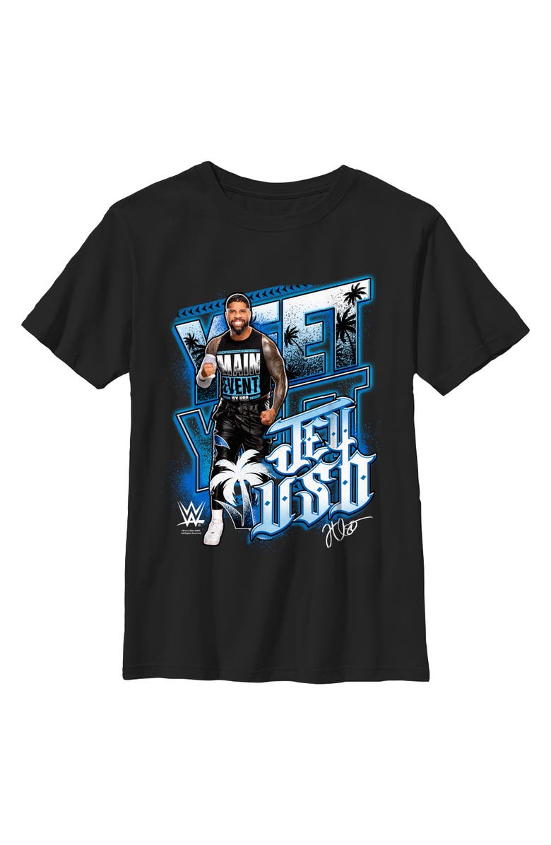 WWE Boy's WWE Tropical Jey Uso Graphic T-Shirt, Main, color, Black