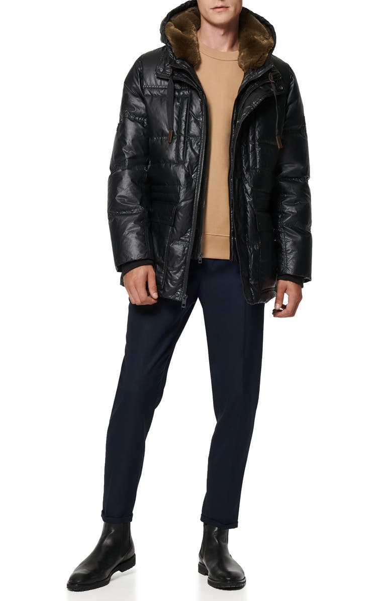 Andrew Marc Kincaid Quilted Down Coat with Faux Fur Trim, Alternate, color, 