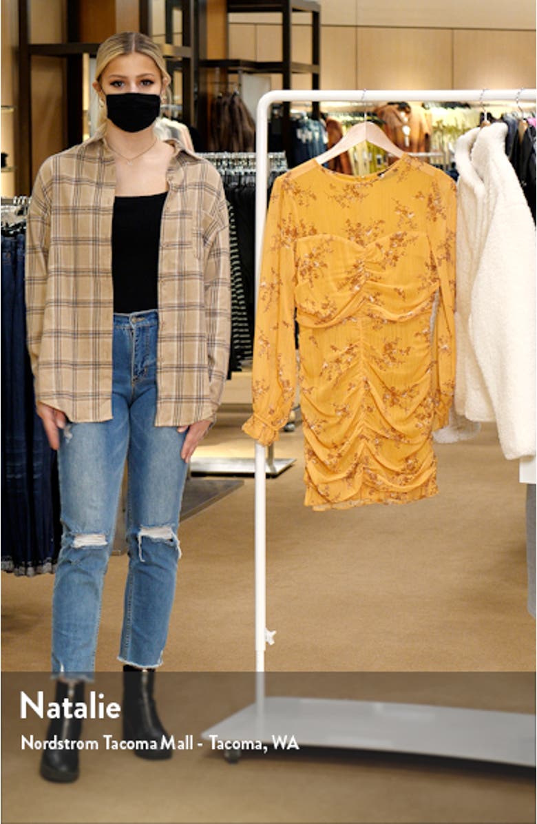 Floral Ruched Long Sleeve Minidress, sales video thumbnail