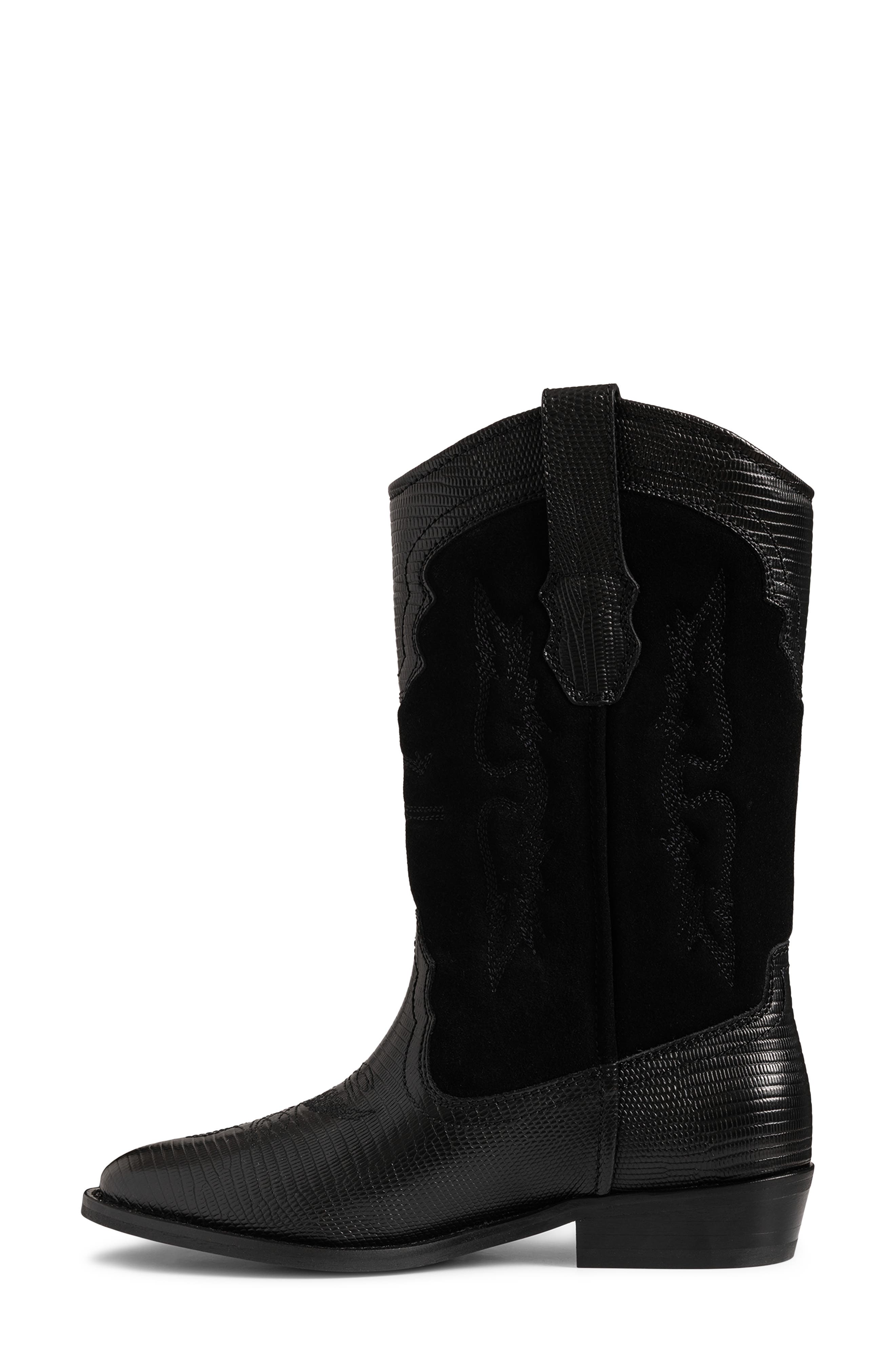 Tex Western Wild Leather Western Boot, Alternate, color, BLACK
