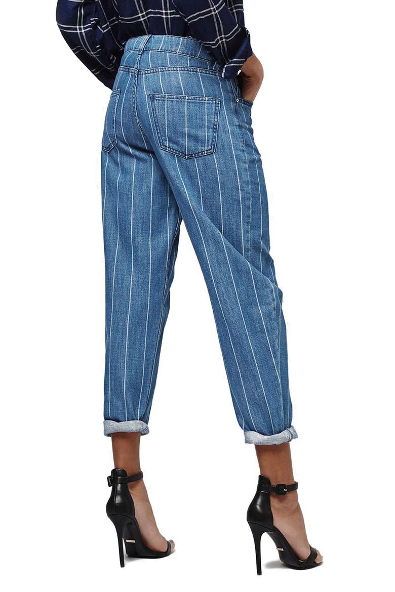 Stripe High Rise Boyfriend Jeans, Alternate, color, BLUE MULTI
