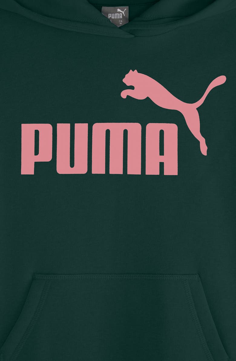 PUMA Kids' Logo Fleece Hoodie, Alternate, color, Green Terrain
