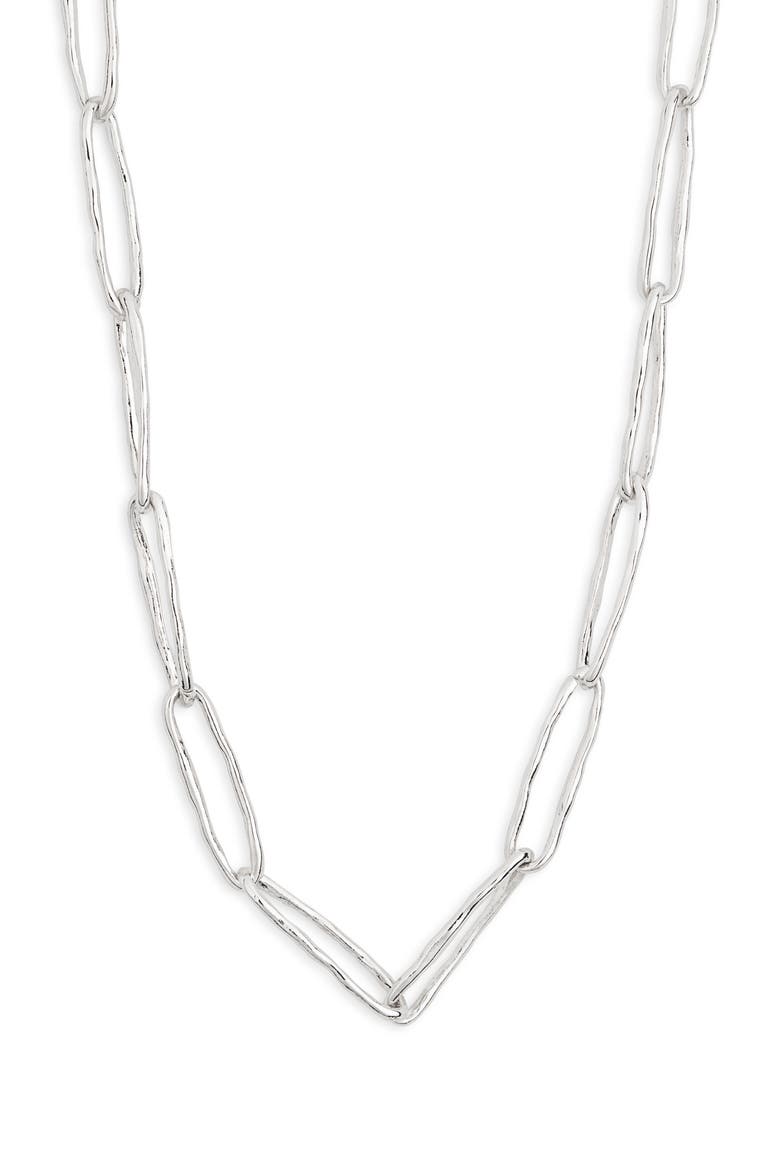 Paper Clip Chain Necklace, Main, color, SILVER