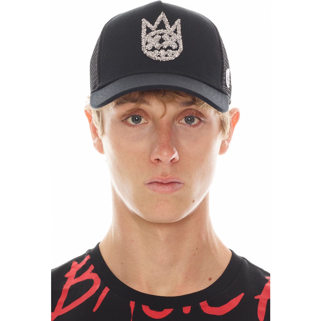 Cult Of Individuality Clean Crystal Embellished Logo Trucker Hat In Black
