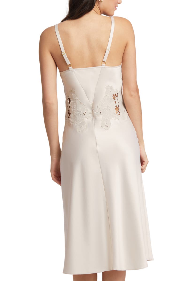 Rya Collection Maya Floral Embroidered Bias Cut Charmeuse Nightgown, Alternate, color,