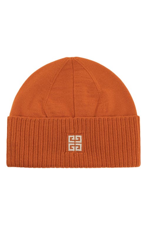 Givenchy Logo Wool Beanie In Orange