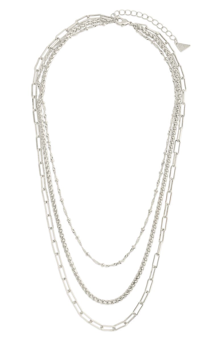 Sterling Forever Parisa Layered Chain Necklace, Main, color, Silver