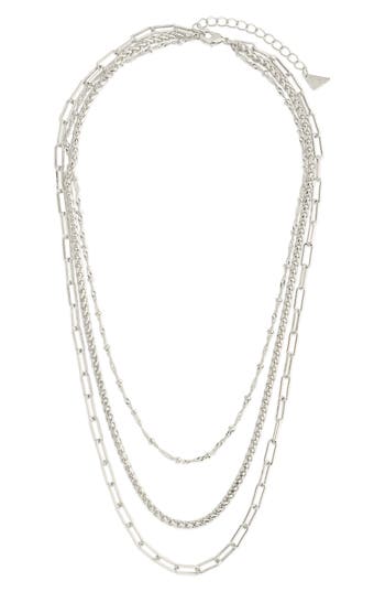 Sterling Forever Parisa Layered Chain Necklace In Metallic