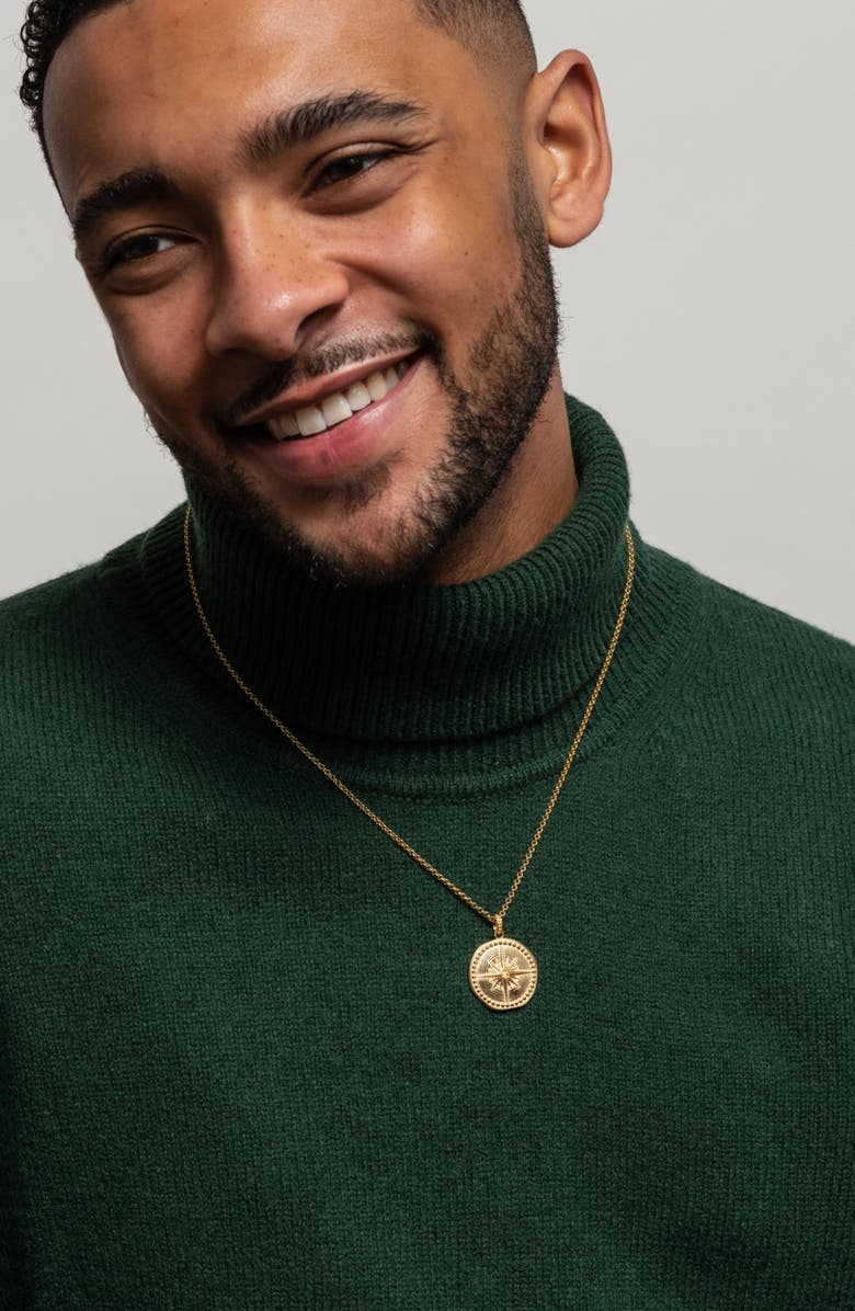 Dower & Hall Men's Diamond True North Talisman Necklace, Alternate, color, Yellow Gold Vermeil