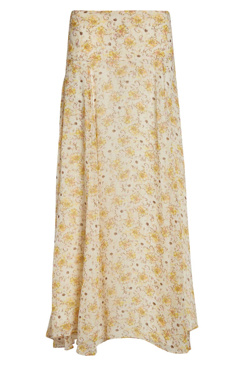 Fran-Ga Viscose Maxi Skirt, Alternate, color, LIGHT YELLOW/ ECRU