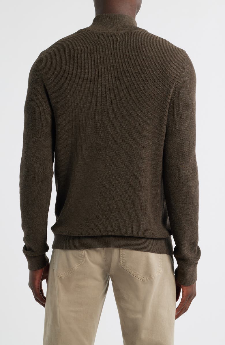 Nordstrom Cotton & Cashmere Quarter Zip Sweater, Alternate, color, Brown Desert Heather