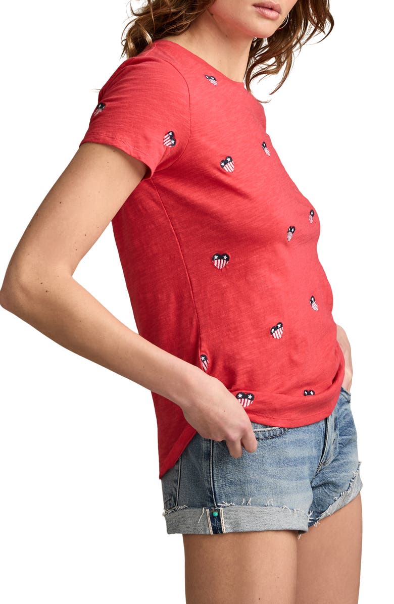 Lucky Brand Heart Flag Embroidered Cotton T-Shirt, Alternate, color, 