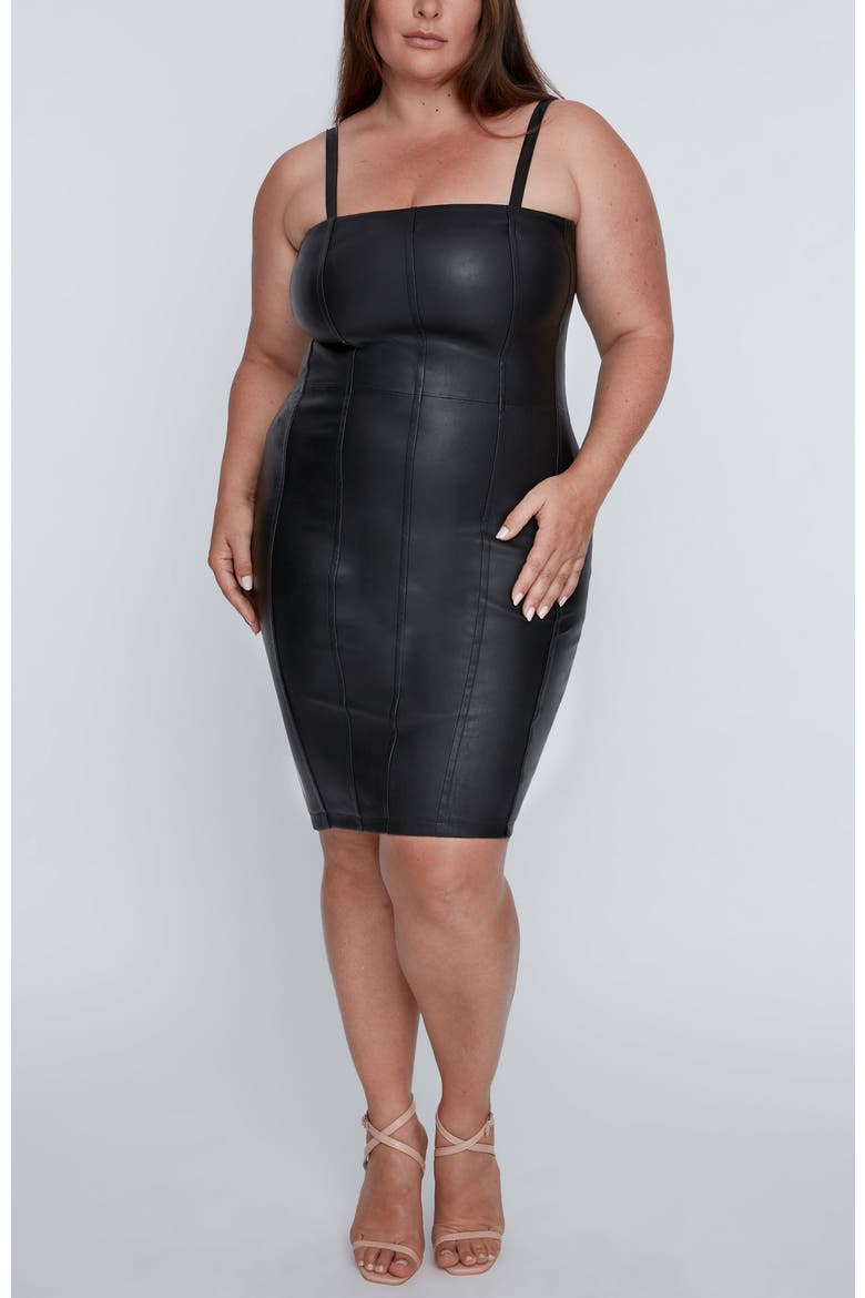 Revenge Stretch Leather Dress, Alternate, color, Black