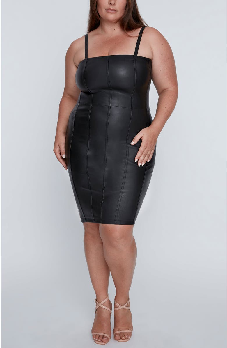 AS by DF Revenge Stretch Leather Dress, Alternate, color, Black