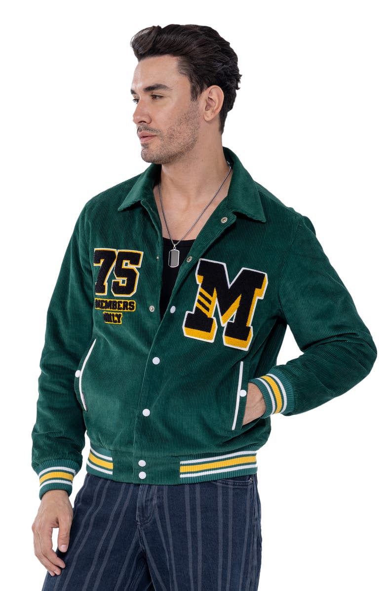 Members Only Corduroy Varsity Jacket, Alternate, color, Green
