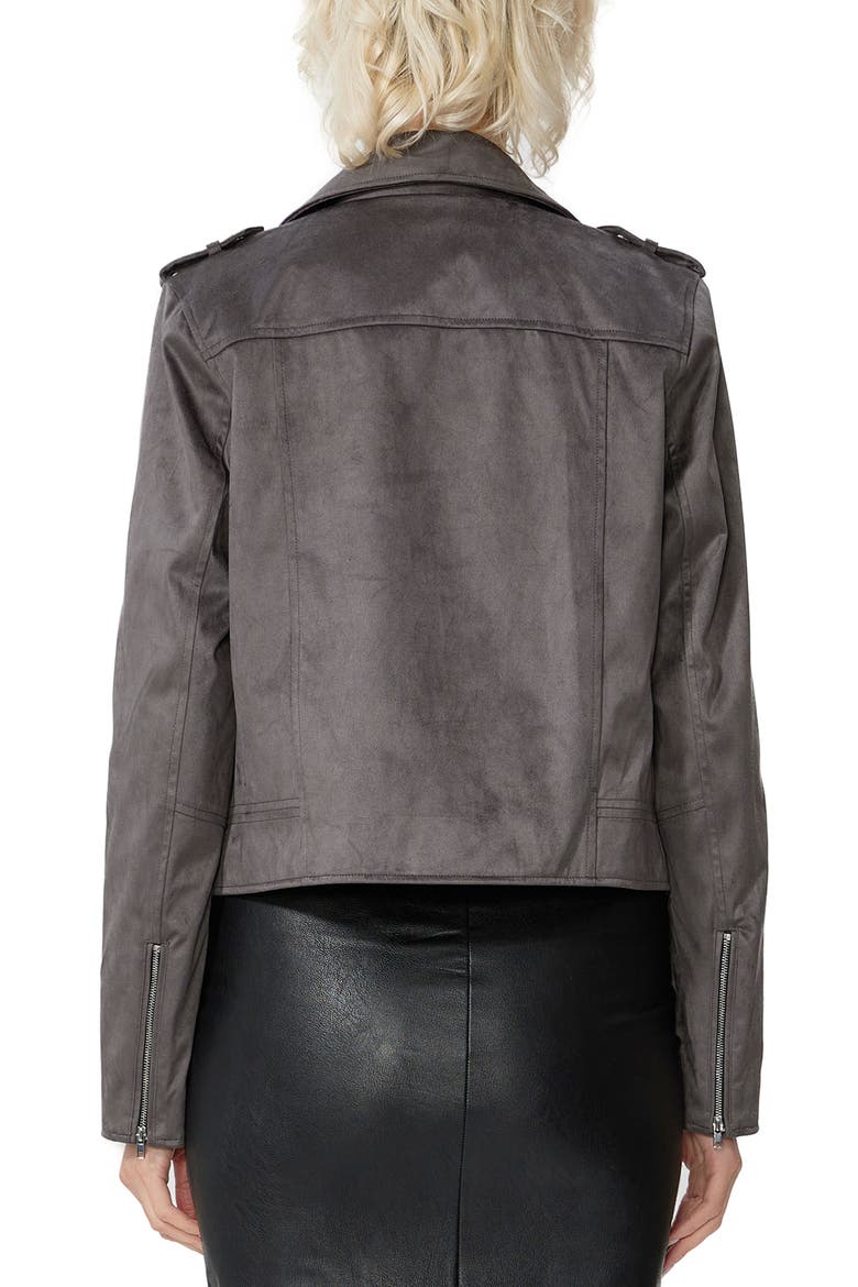 Willa Faux Suede Moto Jacket, Alternate, color, Dark Gray