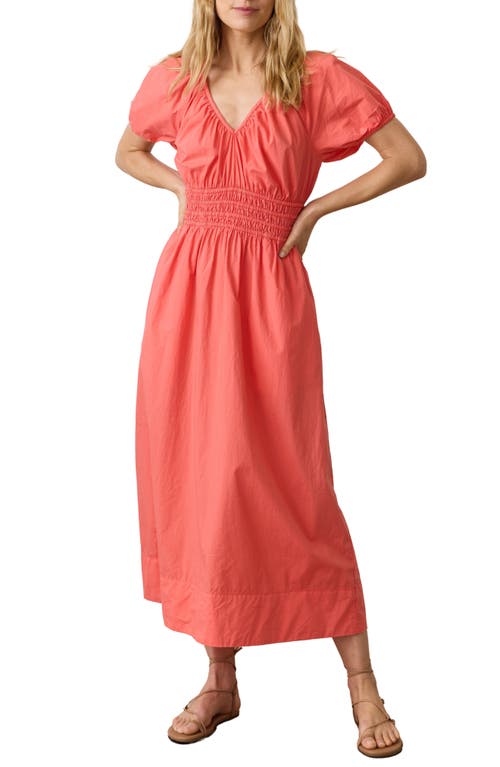 Marine Layer Short Sleeve Poplin Midi Dress In Coral