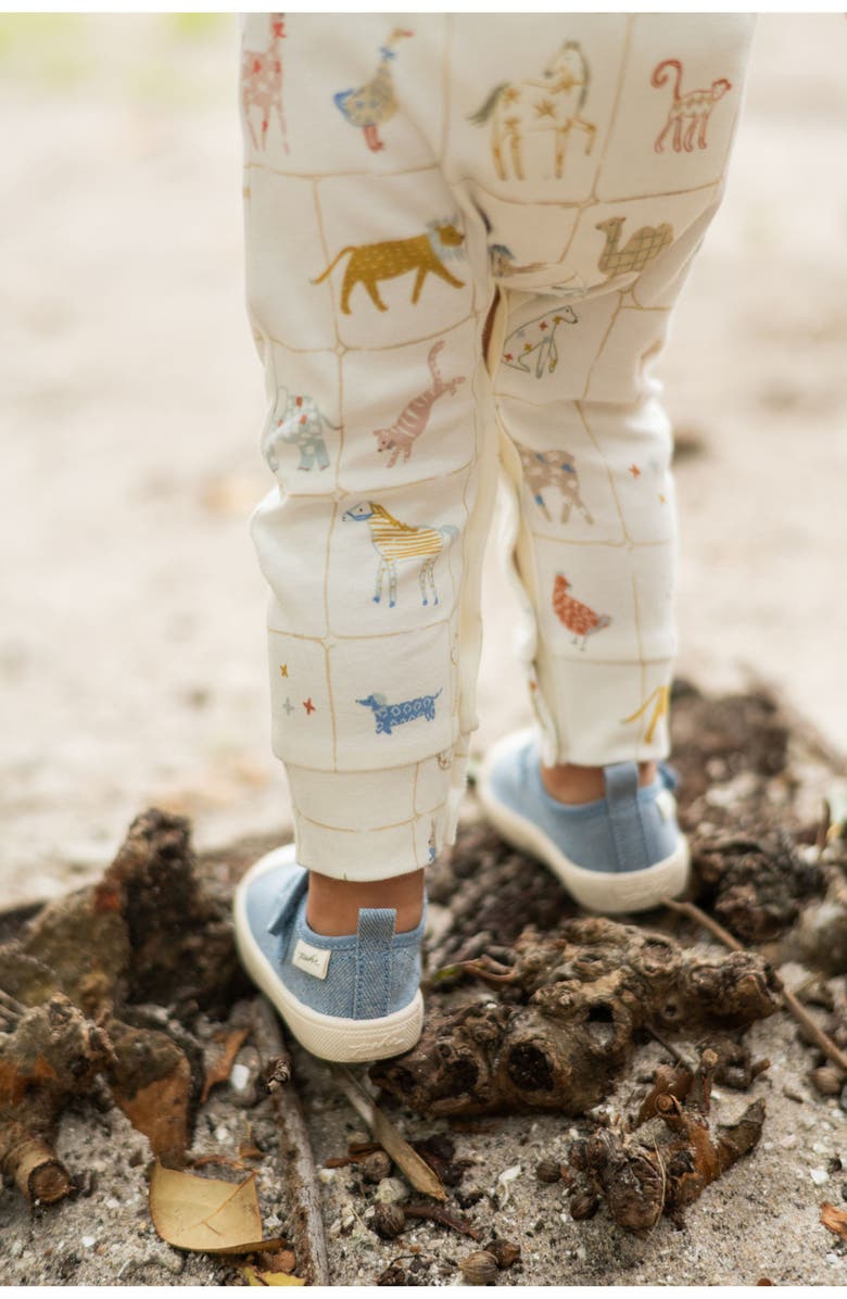 Pehr Long Sleeve Organic Cotton Henley Romper, Alternate, color, Animal Shuffle