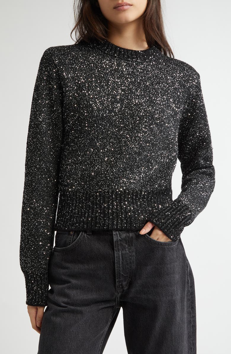 Golden Goose Journey Sequin Crop Crewneck Sweater, Main, color, 