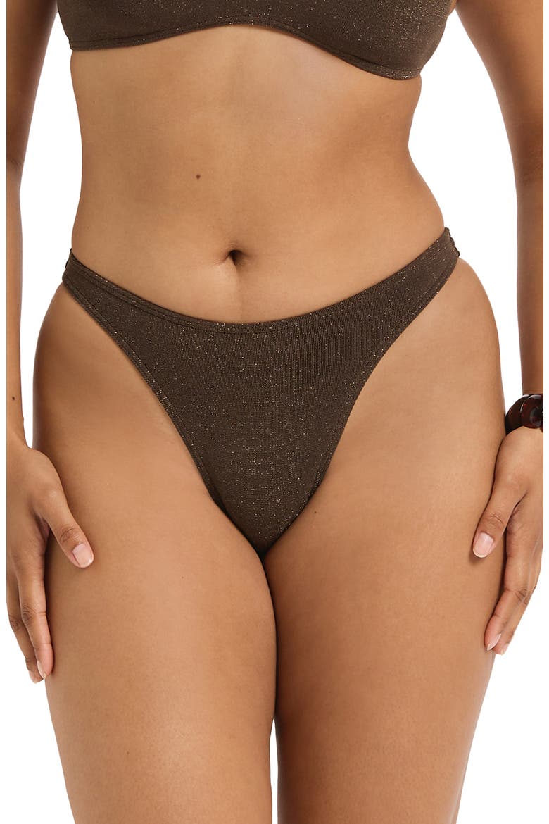 Scene High Leg Cheeky Bikini Bottoms, Main, color, WALNUT