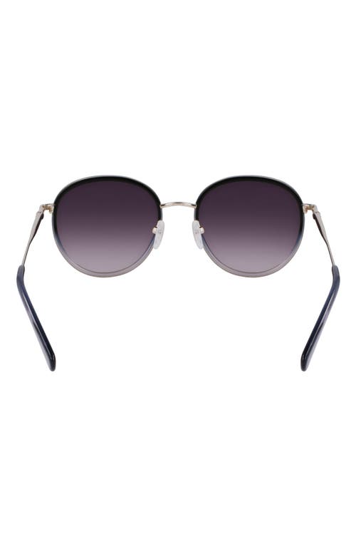 Longchamp Roseau 52mm Gradient Round Sunglasses In Silver/gradient Blue