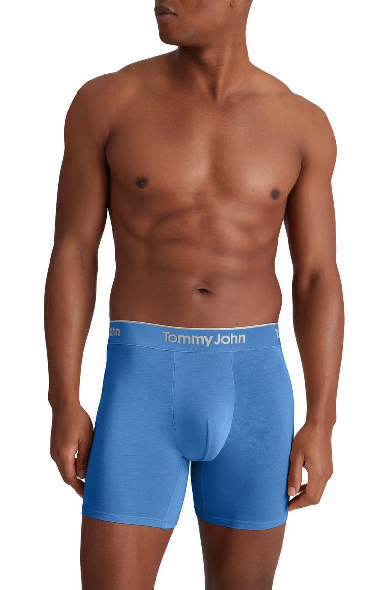 Tommy John 3-Pack Second Skin 6-Inch Stretch Modal Boxer Briefs, Alternate, color, Dress Blues/Marina/Seaside