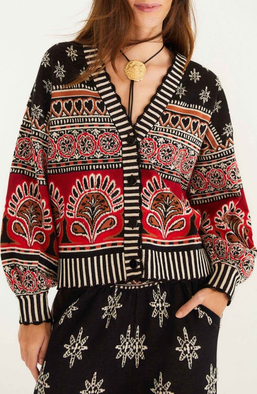 Farm Rio Coconut Grove Cotton Jacquard Cardigan In Multi