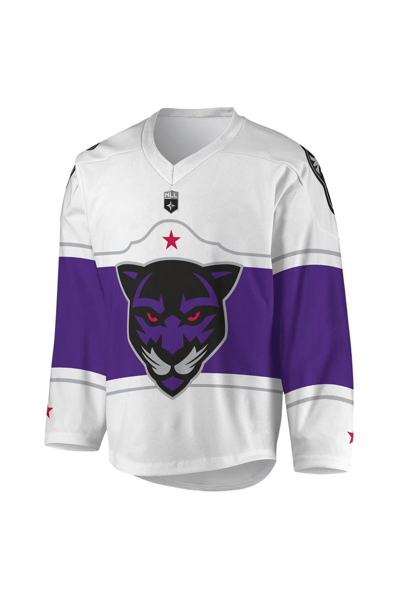 Men's White/Purple Panther City Lacrosse Club Replica Jersey, Alternate, color, White