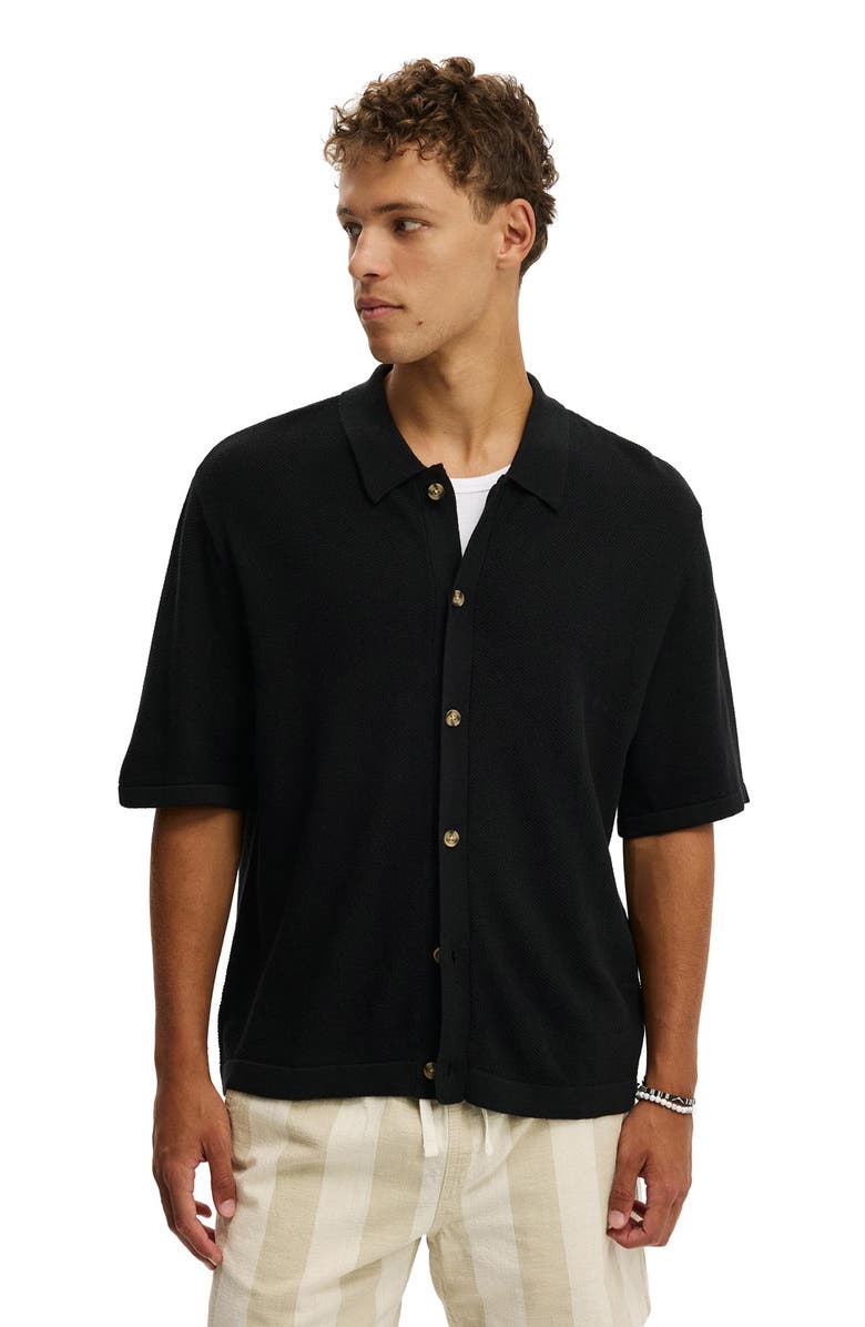 Cotton On Men's Box Fit Knit Shirt, Main, color, Washed Black