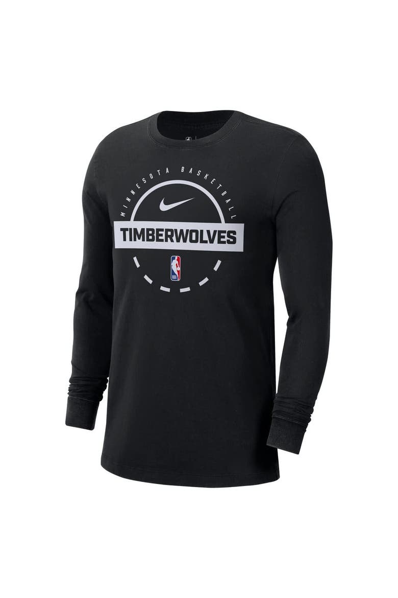 Men's Nike  Black Minnesota Timberwolves Authentic Long Sleeve Practice T-Shirt, Alternate, color, Black