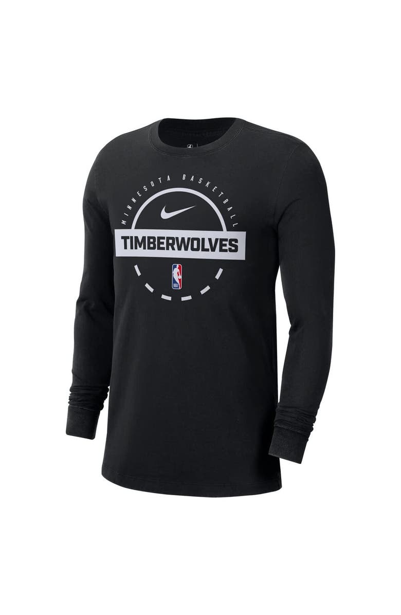 Nike Men's Nike  Black Minnesota Timberwolves Authentic Long Sleeve Practice T-Shirt, Alternate, color, Black