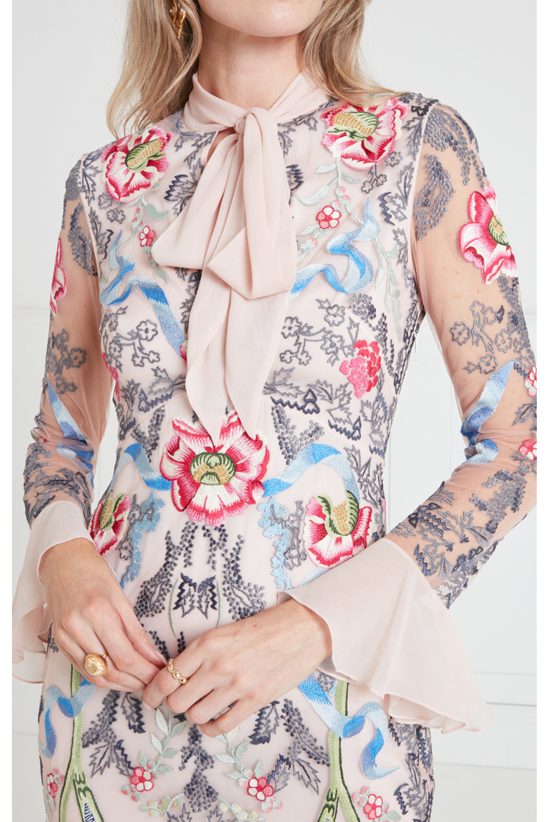Bilbao Tie Dress, Alternate, color, Rosewater