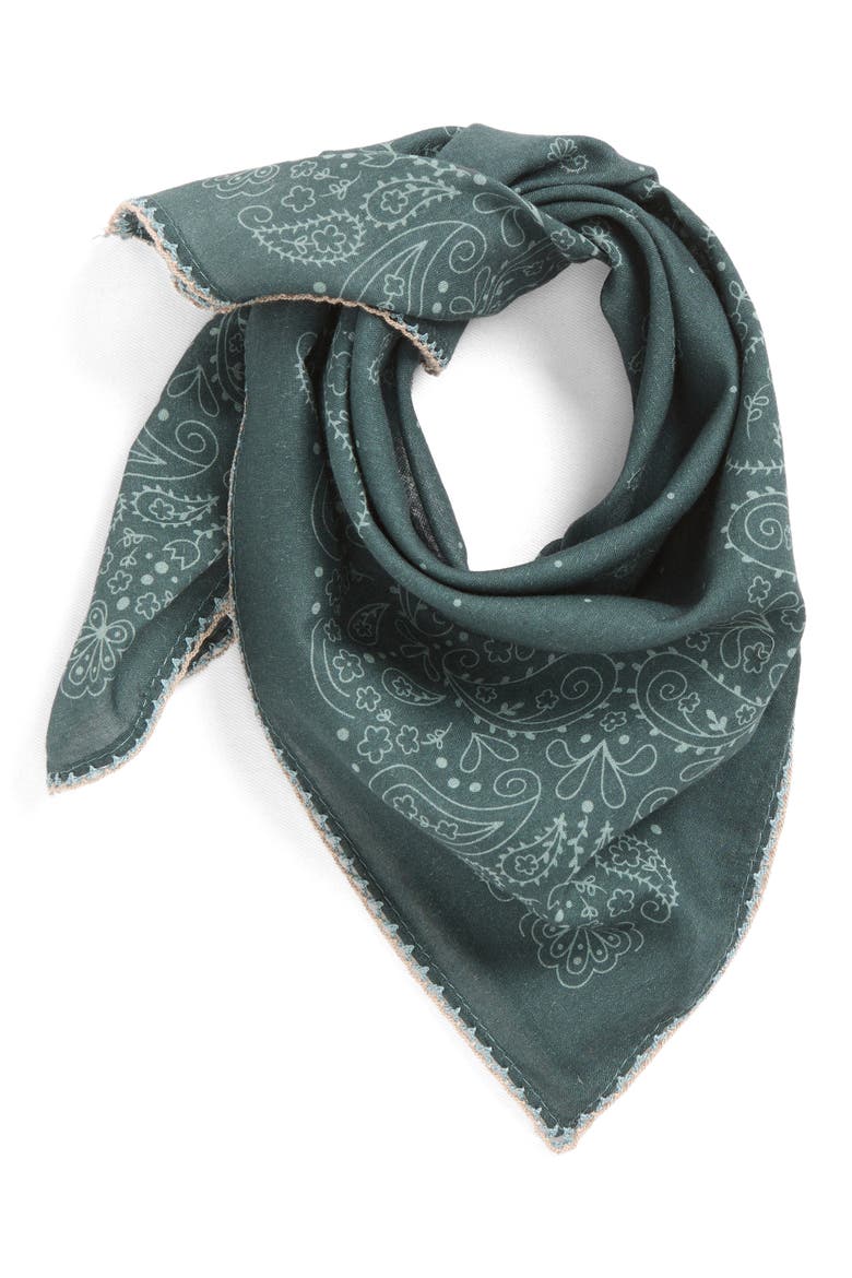 Floral Embroidered Bandana, Alternate, color, GREEN BANDANA