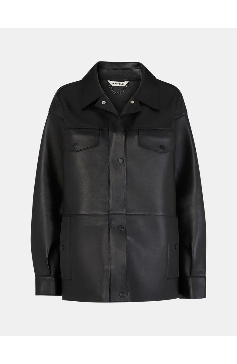 Whistles Clean Bonded Leather Jacket, Alternate, color, Black