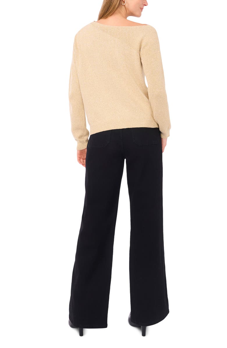 Vince Camuto Metallic Cutout Cotton Blend Sweater, Alternate, color, Metallic Gold