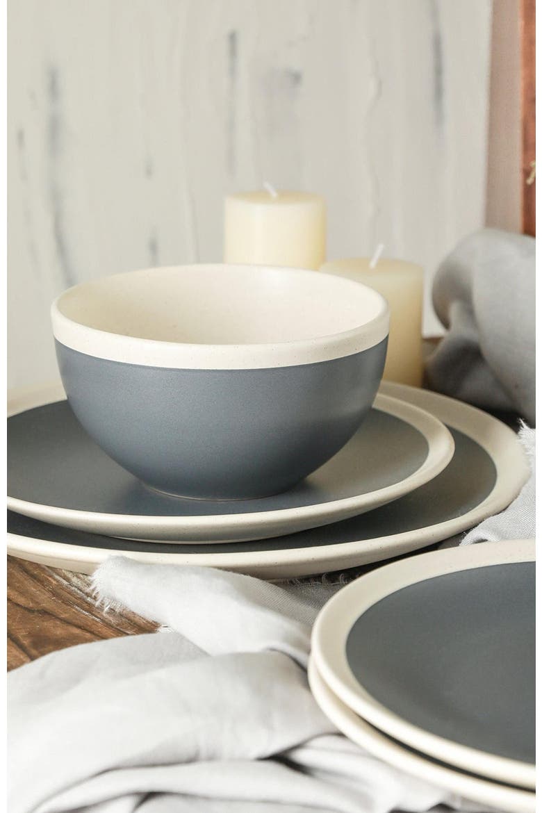 Serenity Stoneware 16-Piece Dinnerware Set, Alternate, color, Dark Gray and Cream