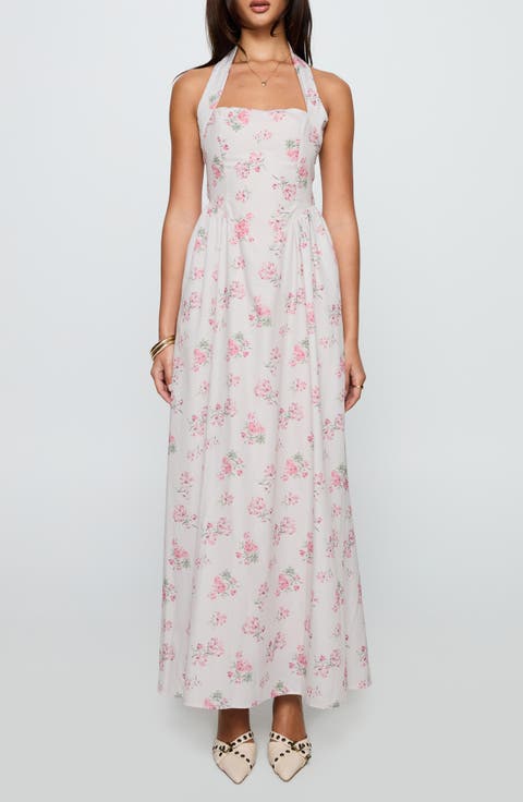 Floral Print Halter Maxi Dress