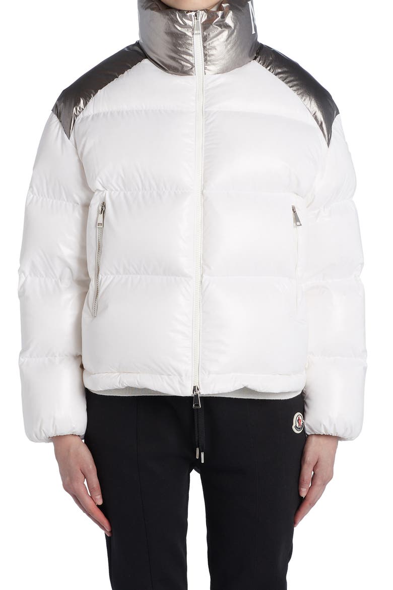 Cuscute Metallic Collar Down Puffer Jacket, Main, color, WHITE