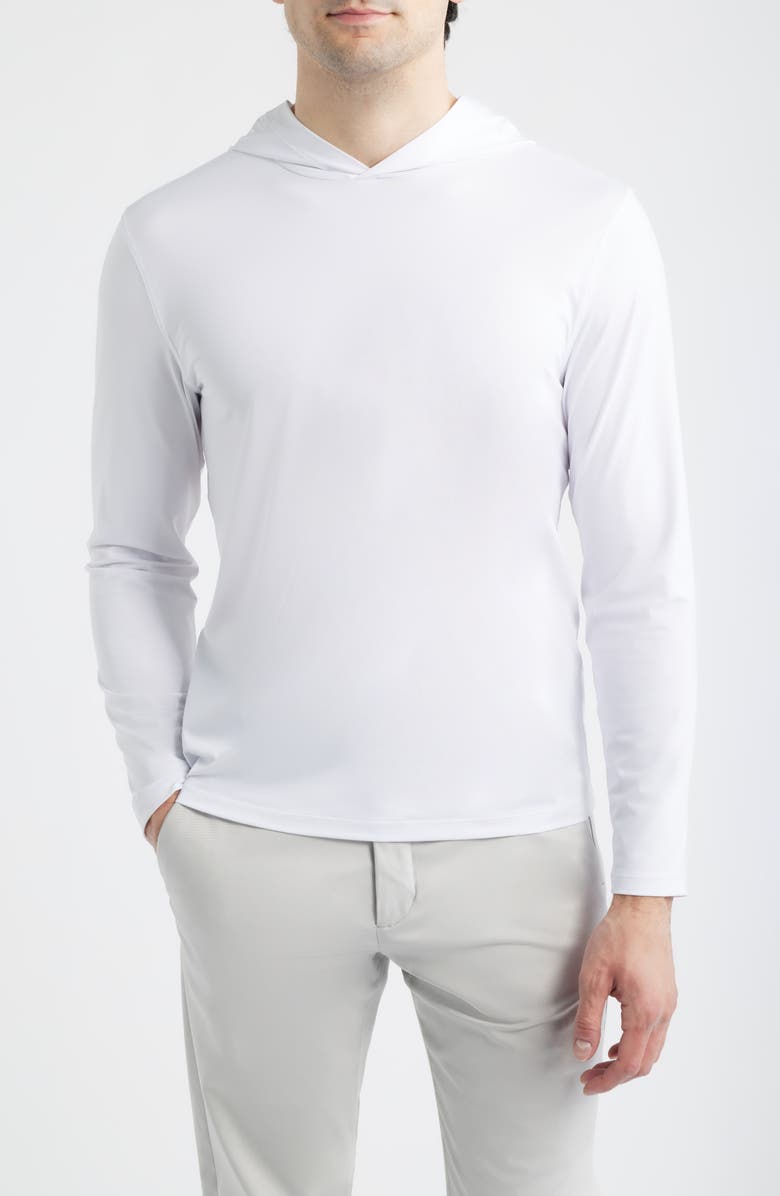 G/FORE Mélange Ice Stretch Nylon Hoodie, Main, color, Snow Melange