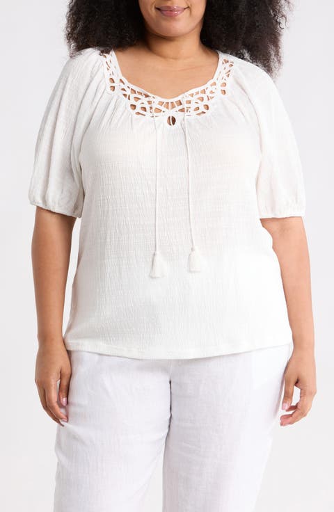 Elbow Sleeve Yoke Top (Plus)